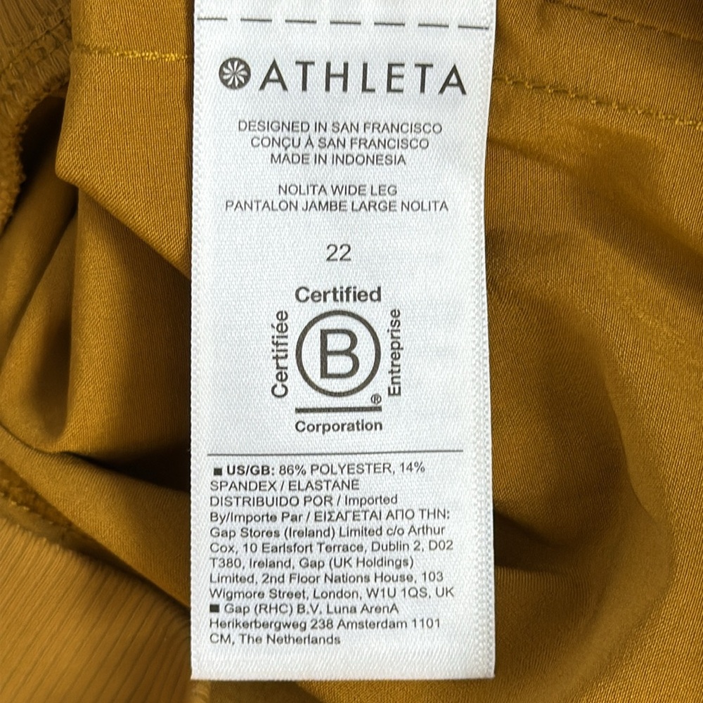 Athleta 22 Nolita Wide Leg Pant Mustard High Rise Relaxed Travel - Picture 10 of 15
